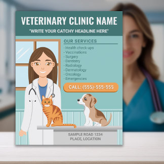 Veterinary Clinic Vet Services Animal Hospital Flyer