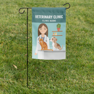 Veterinary Clinic Vet Woman Custom Animal Hospital Garden Flag