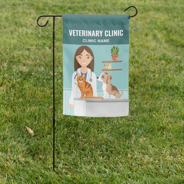 Veterinary Clinic Vet Woman Custom Animal Hospital Garden Flag (In SItu)