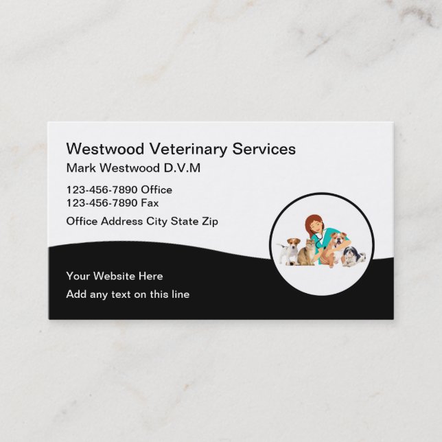 Veterinary Clinic Veterinarian Business Cards (Front)