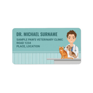 Veterinary Clinic Veterinarian Man Vet Doctor Blue Label