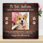 Veterinary Custom Pet Dog Photo Vet Tech Thank You Plaque<br><div class="desc">Say 'Thank You' to your wonderful veterinarian with a cute personalized pet photo plaque from the dog! Personalize with the pet's name & favorite photo. This veterinary appreciation gift will be a treasure keepsake. Customize 'Best Veterinarian Ever' for Vet Assistant, Vet Tech or Veterinary Title. COPYRIGHT © 2020 Judy Burrows,...</div>