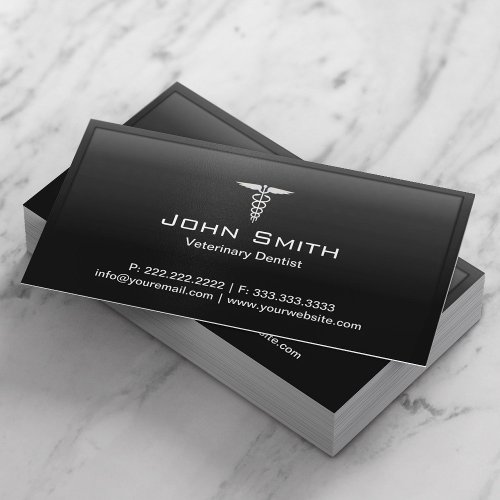 Black Border Veterinary Dentist Business Card
