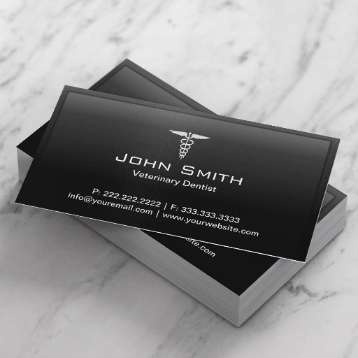 Customizable Black Border Veterinary Dentist Business Card