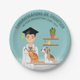 Veterinary Doctor Graduate Vet DVM Congratulations Paper Plates