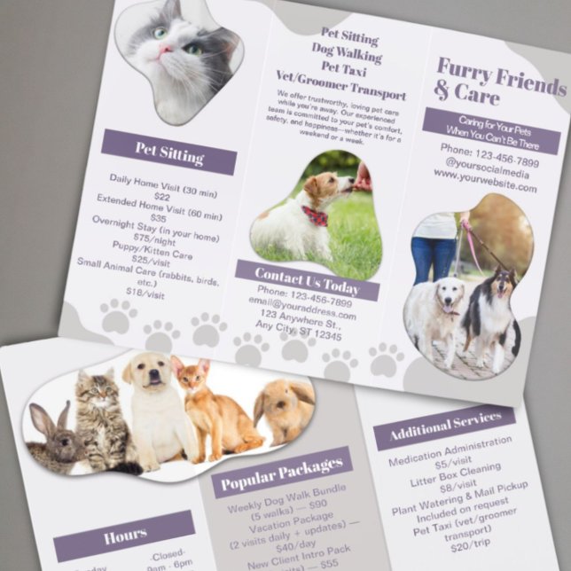 Veterinary Dog Walker Animal Pet Care Services  Brochure (Veterinary Dog Walker Animal Pet Care Services Brochures)
