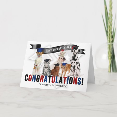 Veterinary Graduate Congratulations Cats And Dogs  Card