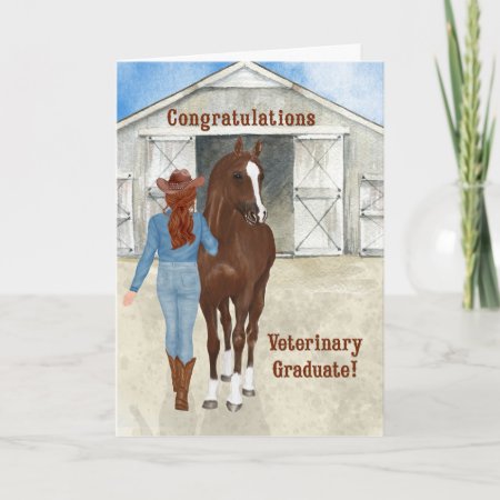 Veterinary Graduate Cowgirl Western Theme Card