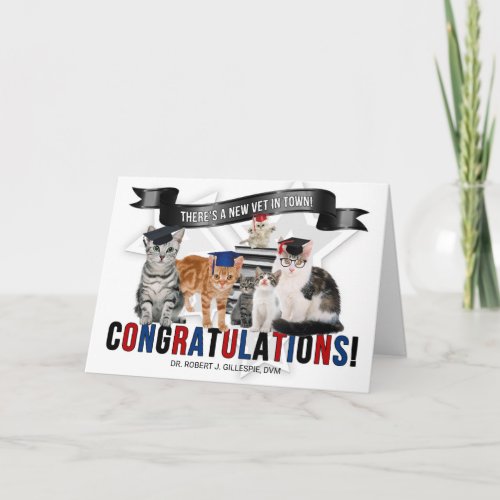 Veterinary Graduate Humorous Cats in Caps Card