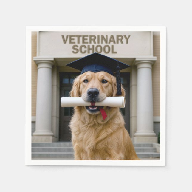 Veterinary Graduate School Golden Retriever Napkins (Front)