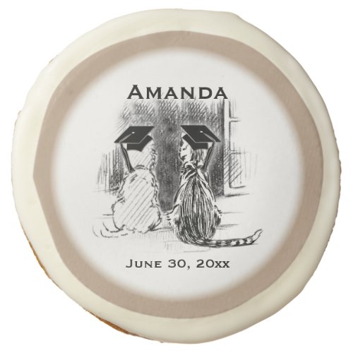 Veterinary Graduation Dog and Cat Round Gift Sugar Cookie