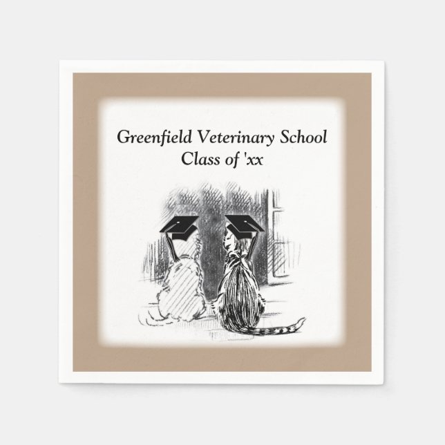 Veterinary Graduation, Dog & Cat, Square Gifts Paper Napkins (Front)