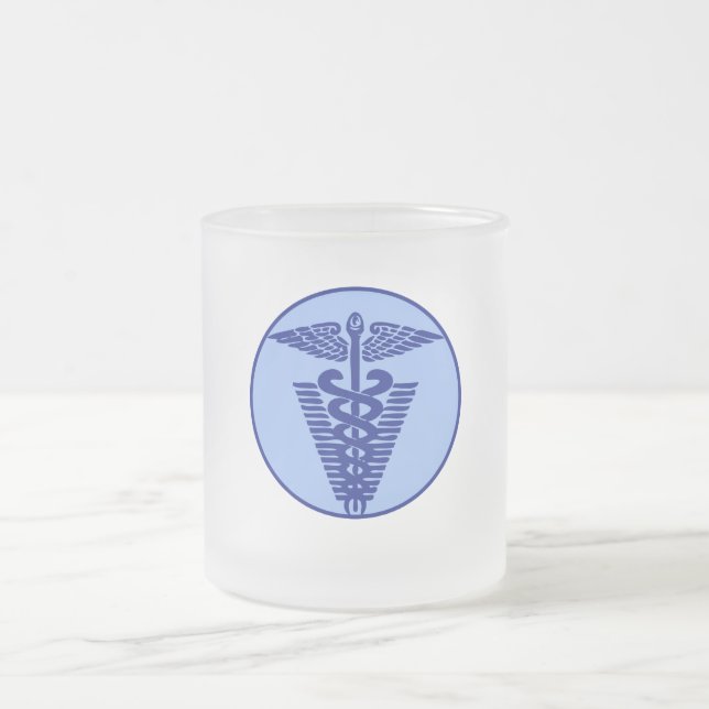 veterinary logo 3 frosted glass coffee mug (Center)