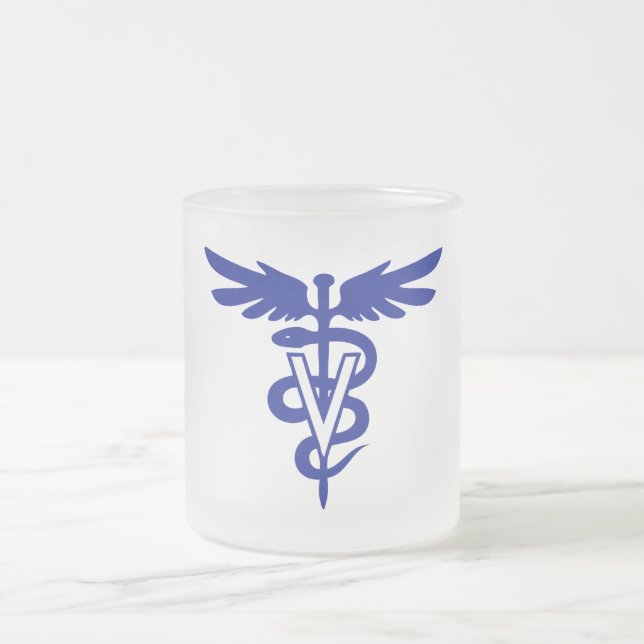 veterinary logo 4 frosted glass coffee mug (Center)