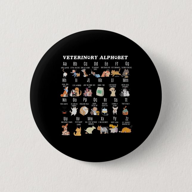 Veterinary Medicine Alphabet Vet Nurse Student Sch Button (Front)