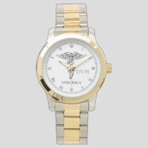 Veterinary Medicine Caduceus Symbol Custom Name Watch