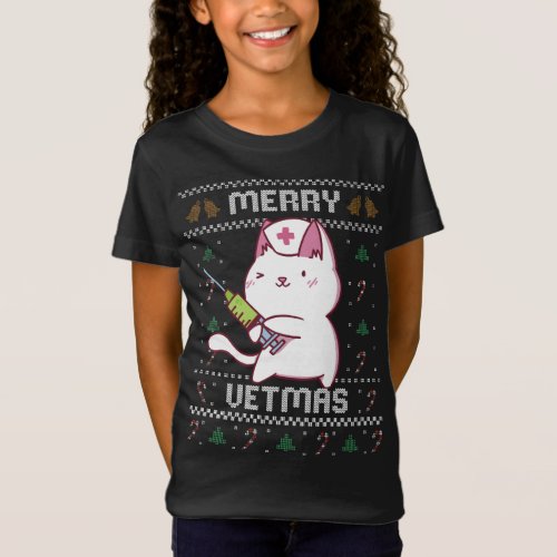 Veterinary Medicine Cute Cat Vet Ugly Christmas Sw T_Shirt