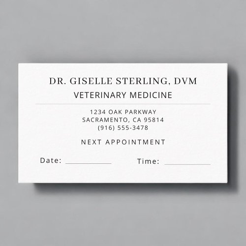 Veterinary Medicine Doctor Office Appointment Card