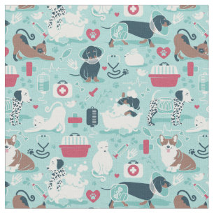 Veterinary medicine, dogs and cats friends fabric
