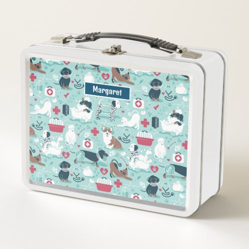 Veterinary medicine dogs and cats friends metal lunch box