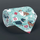 Veterinary medicine, dogs and cats friends neck tie<br><div class="desc">Keep our pet friends happy and healthy like in this cute veterinary medicine pattern. Fun design with Dachshund sausage dogs,  corgis and cats ideal for a Vet nurse or Veterinarian.</div>