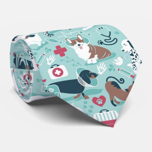 Veterinary medicine dogs and cats friends neck tie