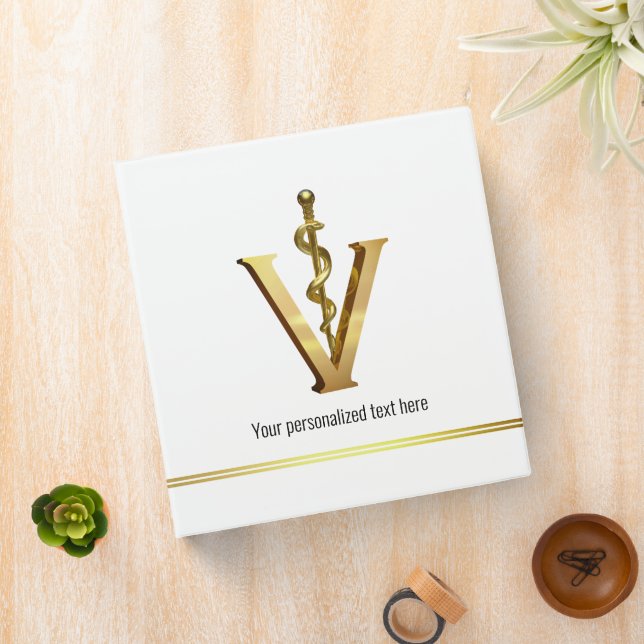 Veterinary Medicine Elegant Gold V Asclepius Vet 3 Ring Binder (In Situ)