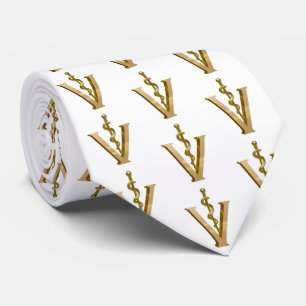 Veterinary Medicine Elegant Gold V Pattern Neck Tie