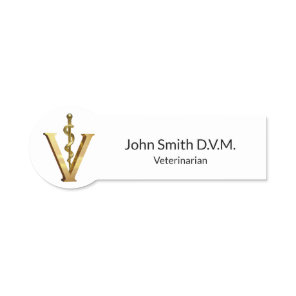Veterinary Medicine Elegant Gold V Vet Asclepius Name Tag