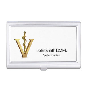 Veterinary Medicine Gold V Asclepius Vet Elegant Business Card Case
