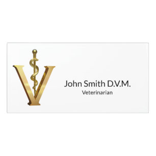 Veterinary Medicine Gold V Vet Asclepius Elegant Door Sign