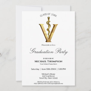 Veterinary Medicine Gold Vet Graduation Invitation