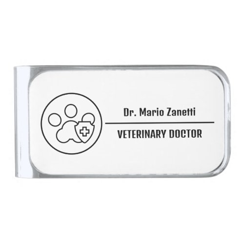 Veterinary medicine hospital and clinic Name Tag Silver Finish Money Clip