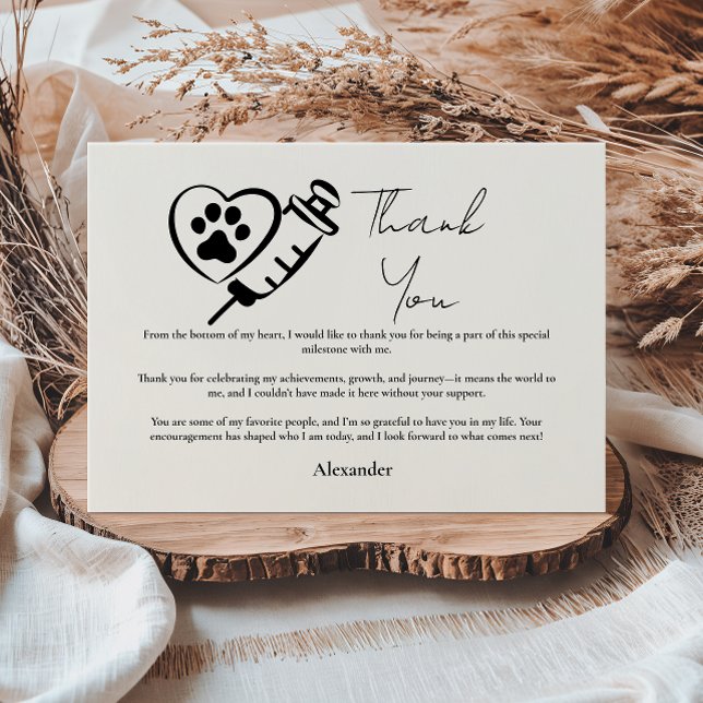 Veterinary Medicine Paw Graduation Party Thank You Card (Creator Uploaded)