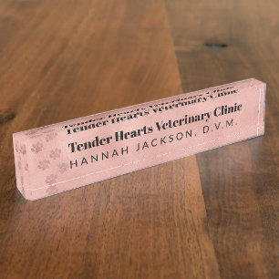 Veterinary Medicine Paw Prints Personalized Desk Name Plate