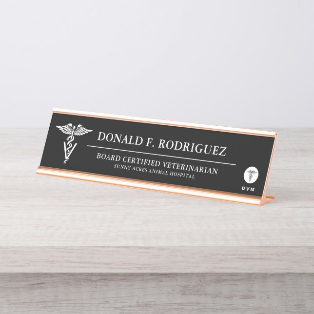 Veterinary Medicine Personalized Black Desk Name Plate (Front)