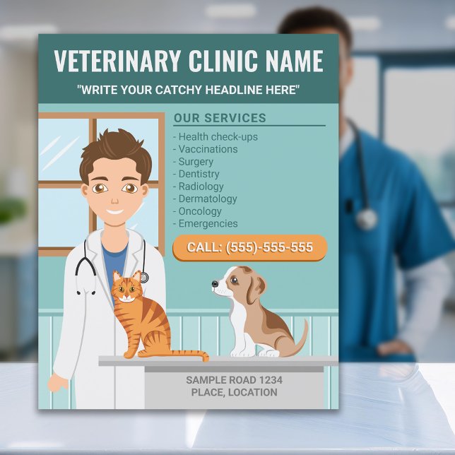 Veterinary Medicine Vet Clinic Doctor Pet Care Flyer (Creator Uploaded)