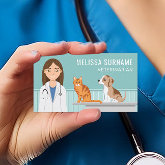 Veterinary Medicine Vet Woman Doctor Pet Care Business Card