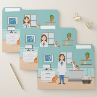 Veterinary Medicine Vet Woman Doctor Pet Care File Folder