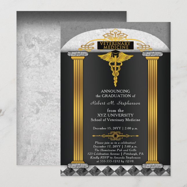 Veterinary Medicine Veterinarian Graduation Invitation (Front/Back)