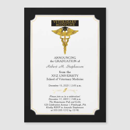 Veterinary Medicine Veterinarian Graduation Magnetic Invitation