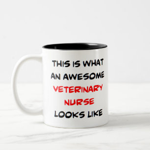 veterinary nurse, awesome Two-Tone coffee mug