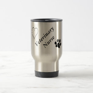 Veterinary Nurse-Black Paw Print and Heart Travel Mug