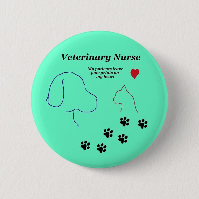 Veterinary Nurse-Paw Prints on My Heart Button (Front)