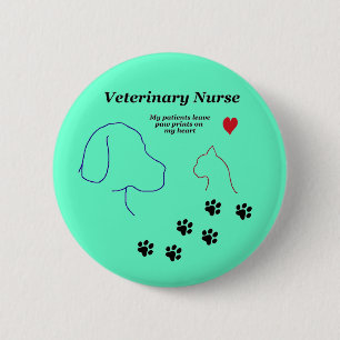 Veterinary Nurse-Paw Prints on My Heart Button