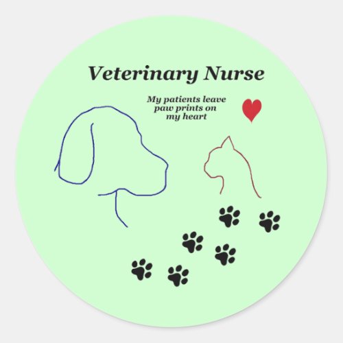 Veterinary Nurse_Paw Prints on My Heart Classic Round Sticker
