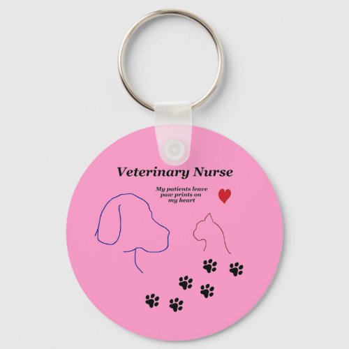 Veterinary Nurse_Paw Prints on My Heart Keychain
