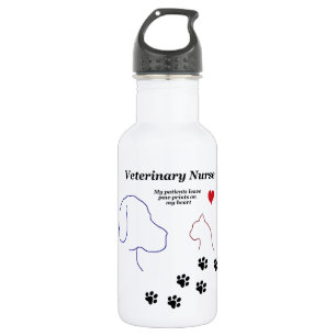 Veterinary Nurse-Paw Prints on My Heart Water Bottle