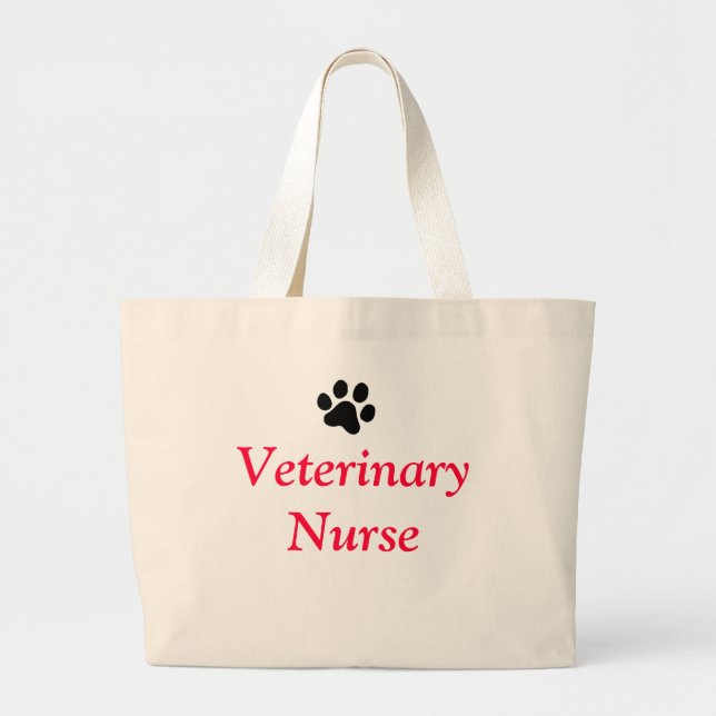 Veterinary Nurse with Black Paw Print Large Tote Bag (Front)