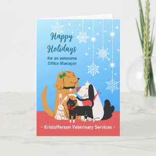 Veterinary Office Manager Happy Holidays Pets Card